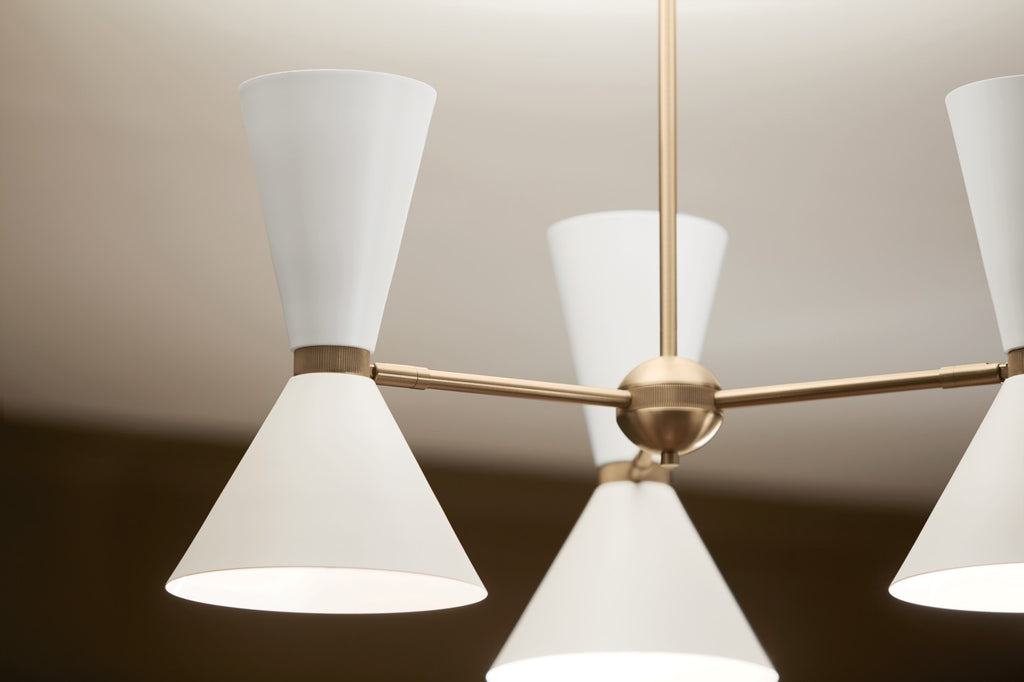 KICHLER 52565CPZWH Phix 30.75 Inch 6 Light Chandelier In Champagne Bronze With White