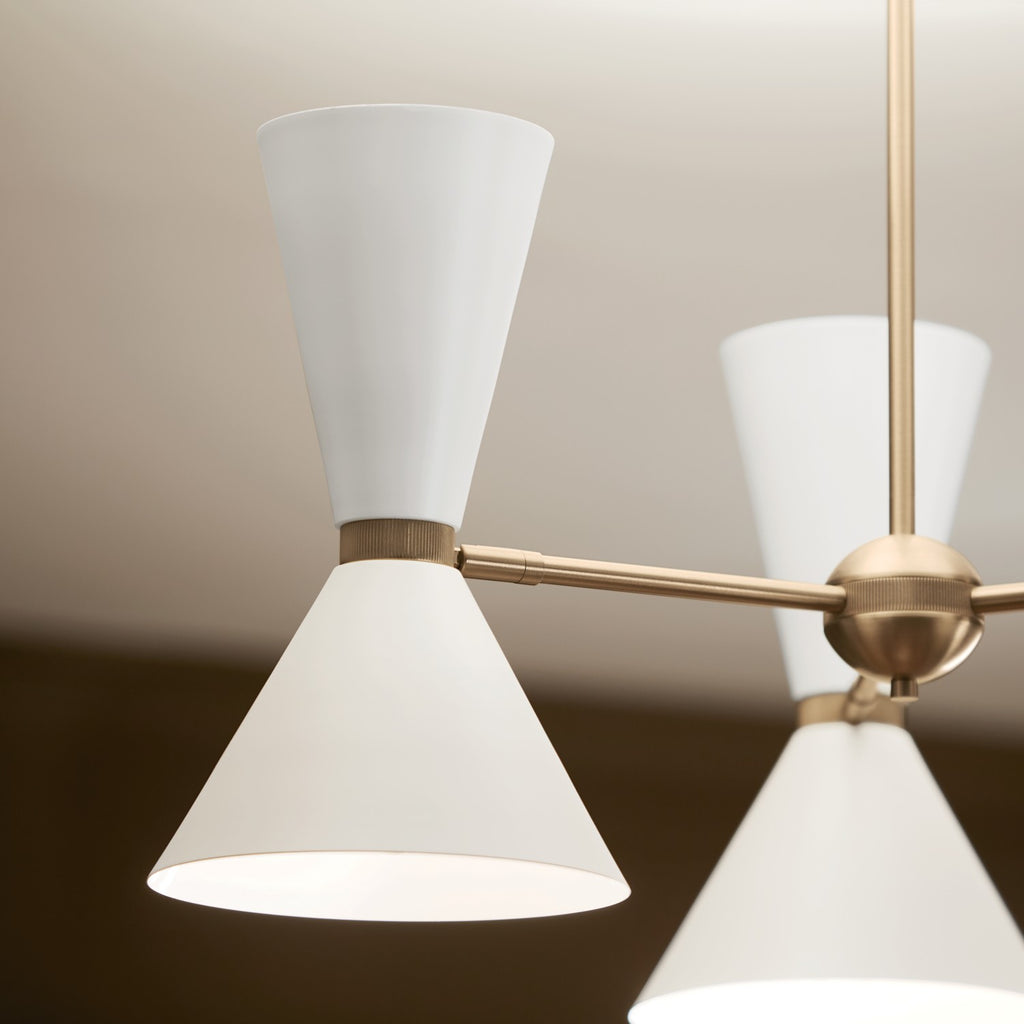 KICHLER 52565CPZWH Phix 30.75 Inch 6 Light Chandelier In Champagne Bronze With White
