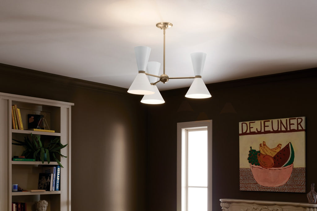 KICHLER 52565CPZWH Phix 30.75 Inch 6 Light Chandelier In Champagne Bronze With White