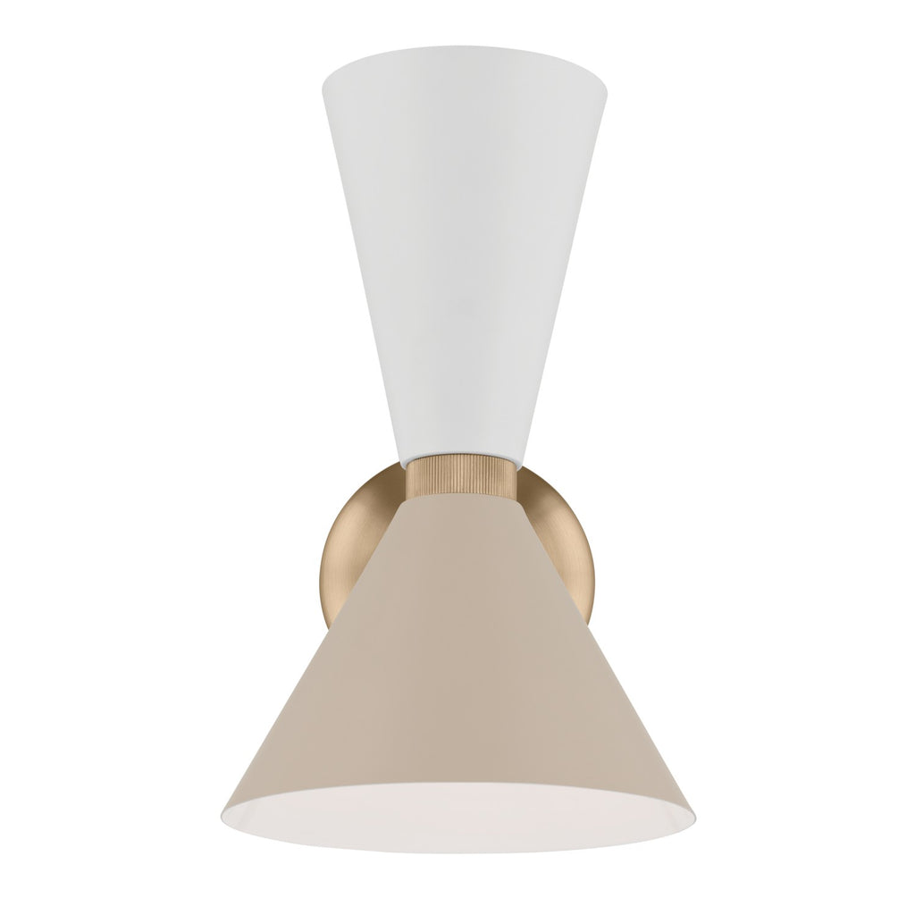 KICHLER 52570CPZGRG Phix 13.5 Inch 2 Light Wall Sconce In Champagne Bronze With Greige And White