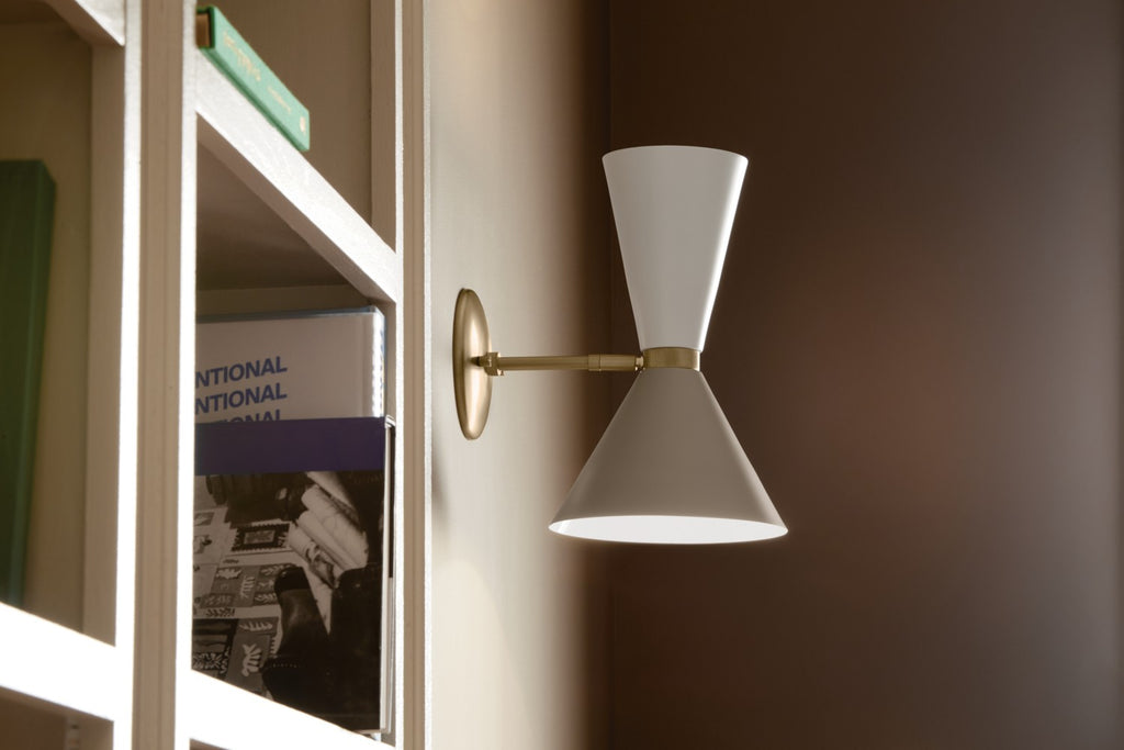 KICHLER 52570CPZGRG Phix 13.5 Inch 2 Light Wall Sconce In Champagne Bronze With Greige And White