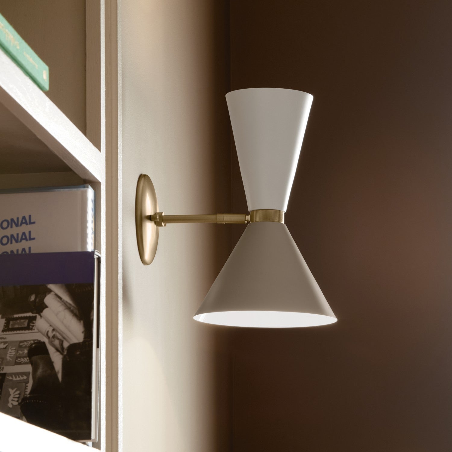 KICHLER 52570CPZGRG Phix 13.5 Inch 2 Light Wall Sconce In Champagne Bronze With Greige And White