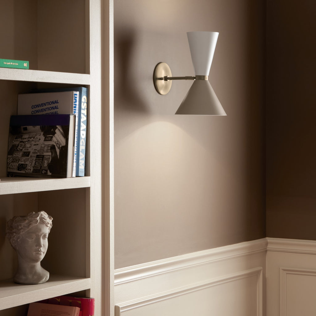 KICHLER 52570CPZGRG Phix 13.5 Inch 2 Light Wall Sconce In Champagne Bronze With Greige And White