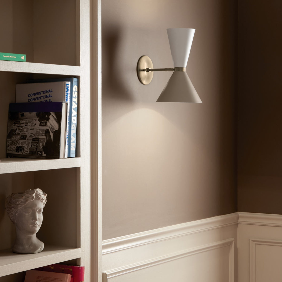 KICHLER 52570CPZGRG Phix 13.5 Inch 2 Light Wall Sconce In Champagne Bronze With Greige And White