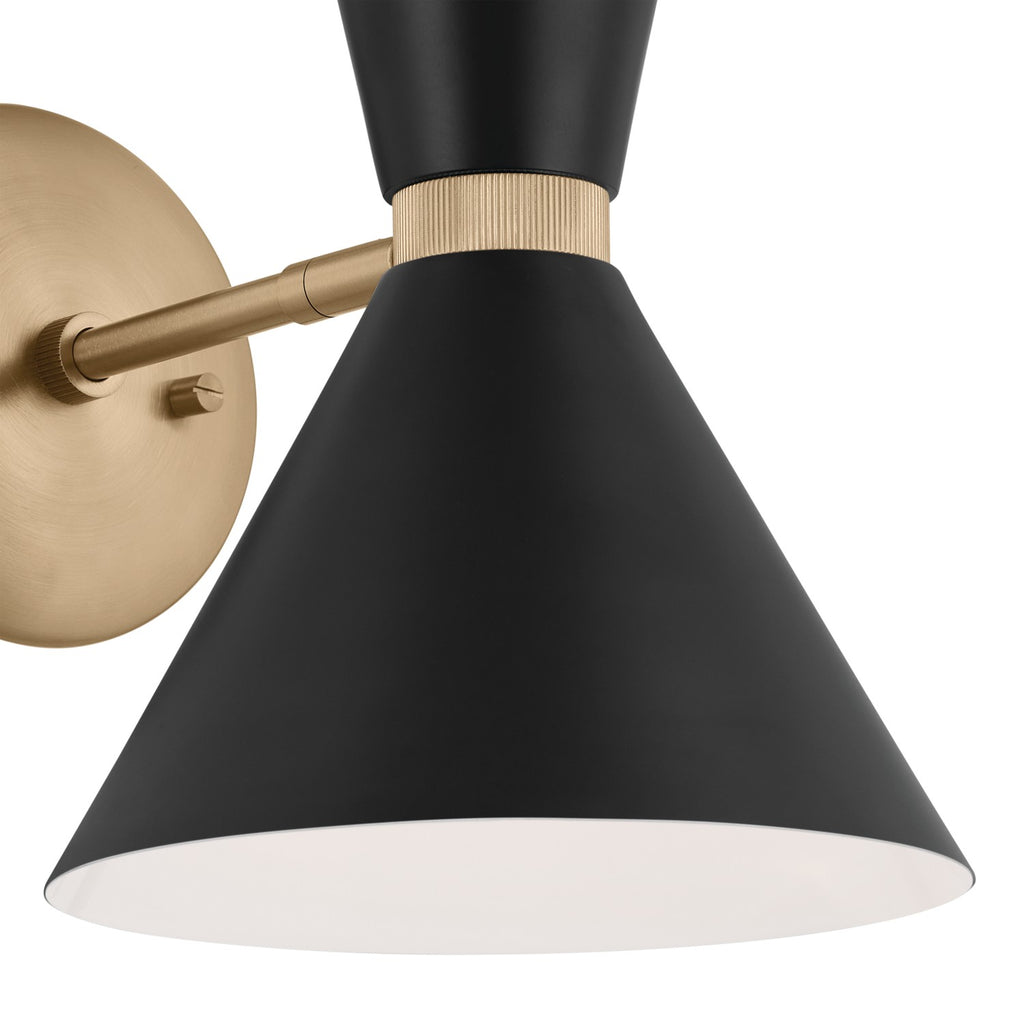 KICHLER 52570CPZBK Phix 13.5 Inch 2 Light Wall Sconce In Champagne Bronze With Black