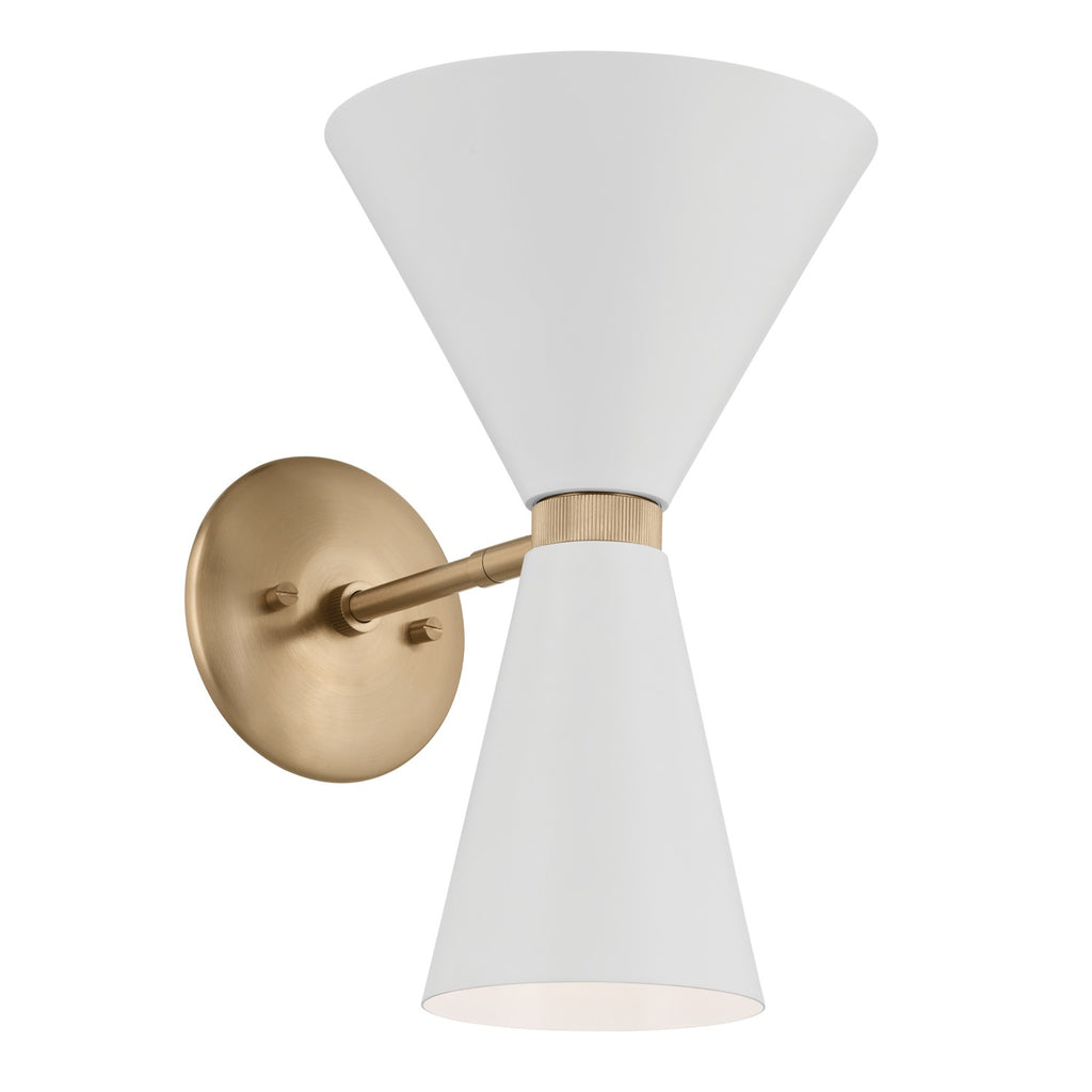 KICHLER 52570CPZWH Phix 13.5 Inch 2 Light Wall Sconce In Champagne Bronze With White