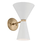 KICHLER 52570CPZWH Phix 13.5 Inch 2 Light Wall Sconce In Champagne Bronze With White