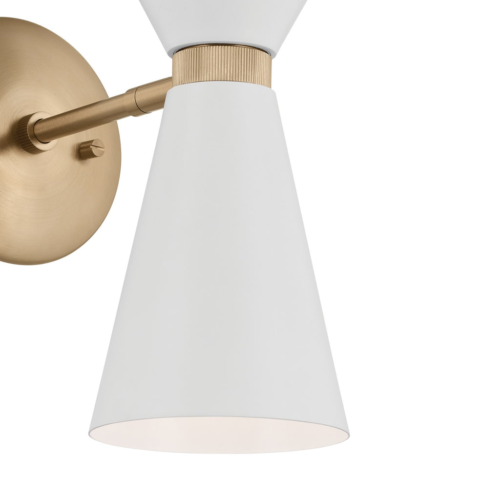 KICHLER 52570CPZWH Phix 13.5 Inch 2 Light Wall Sconce In Champagne Bronze With White