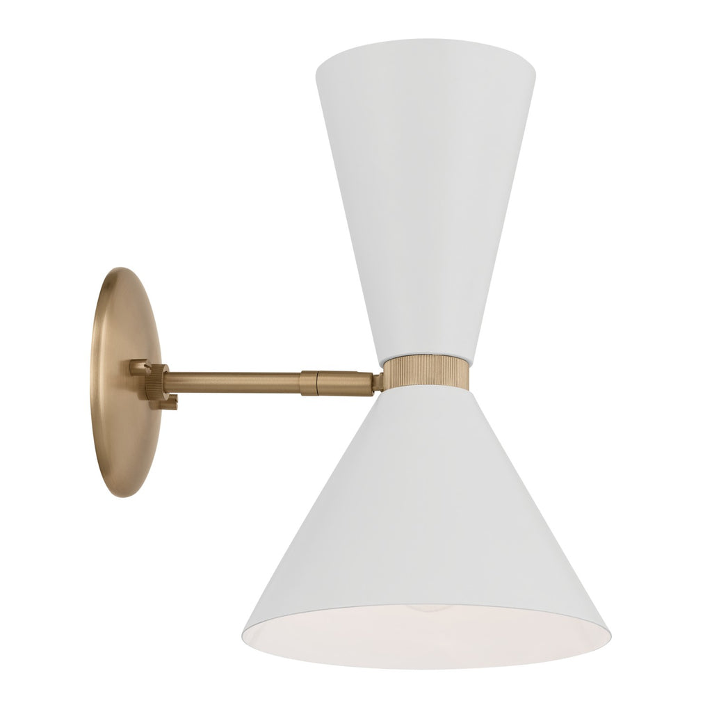 KICHLER 52570CPZWH Phix 13.5 Inch 2 Light Wall Sconce In Champagne Bronze With White