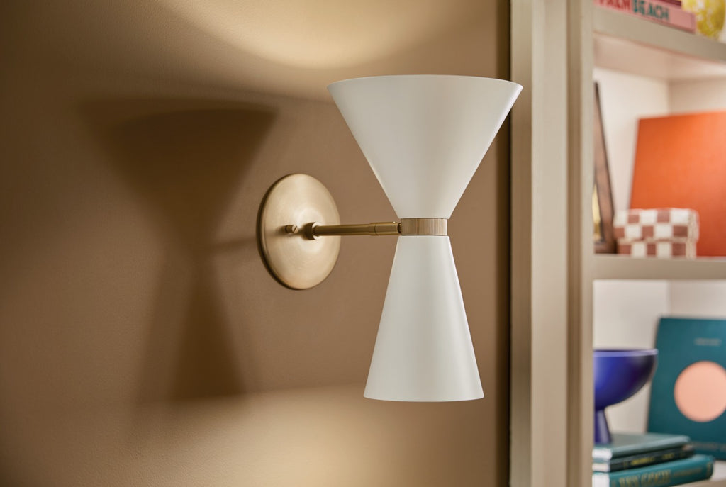 KICHLER 52570CPZWH Phix 13.5 Inch 2 Light Wall Sconce In Champagne Bronze With White