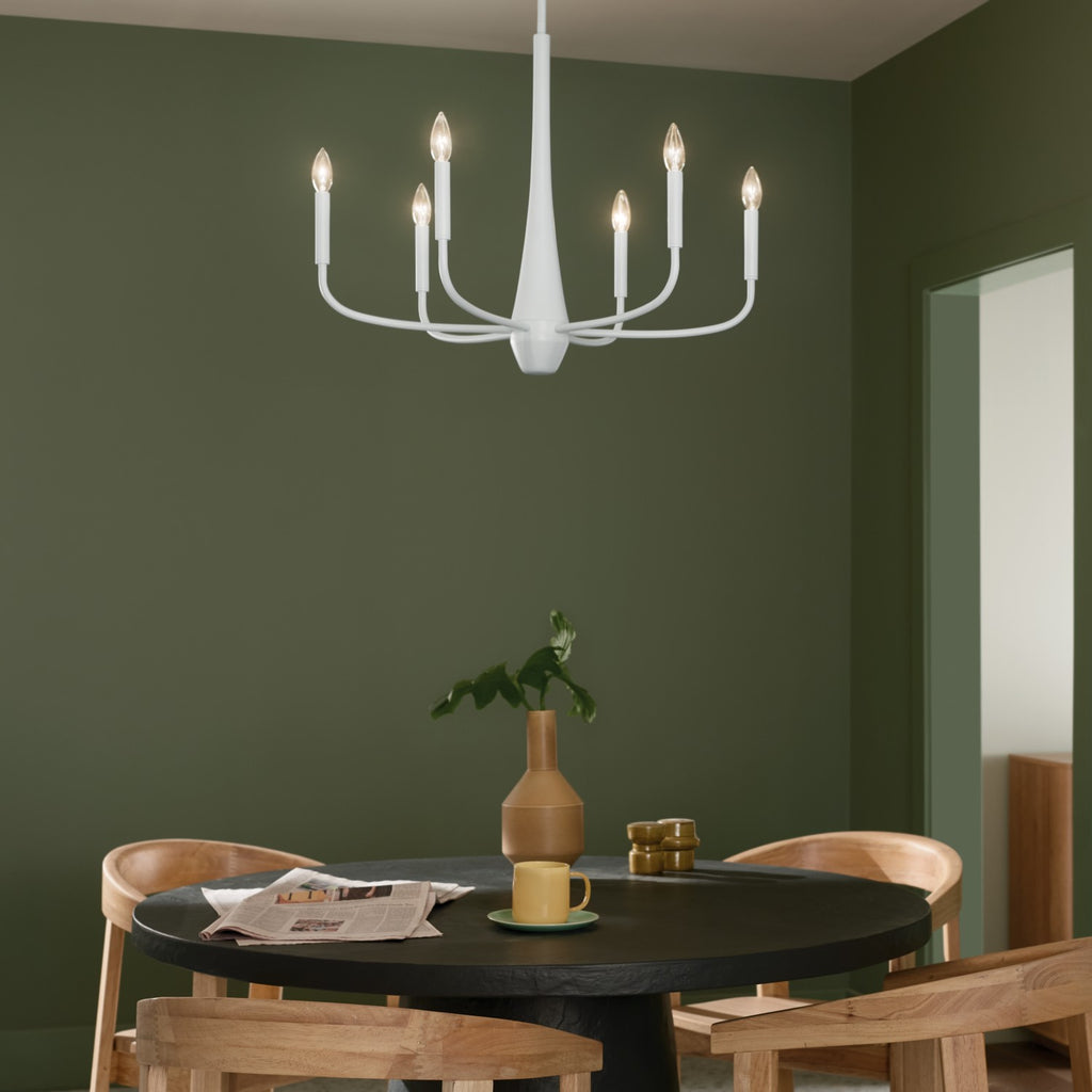 KICHLER 52525WH Deela 28 Inch 6 Light Chandelier In White