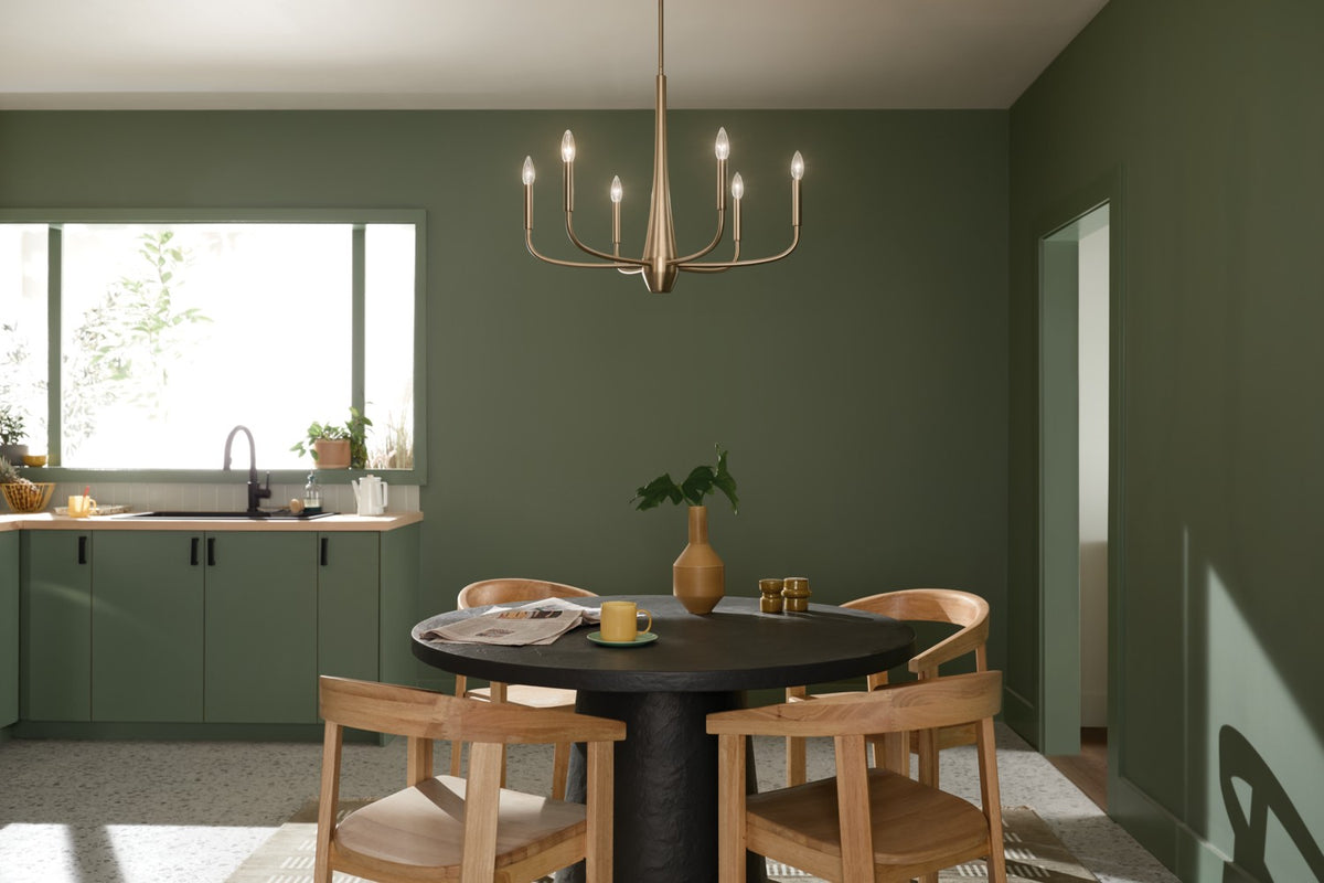 KICHLER 52525CPZ Deela 28 Inch 6 Light Chandelier In Champagne Bronze
