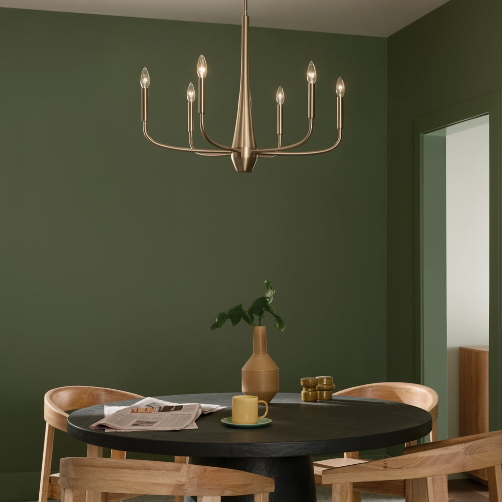 KICHLER 52525CPZ Deela 28 Inch 6 Light Chandelier In Champagne Bronze