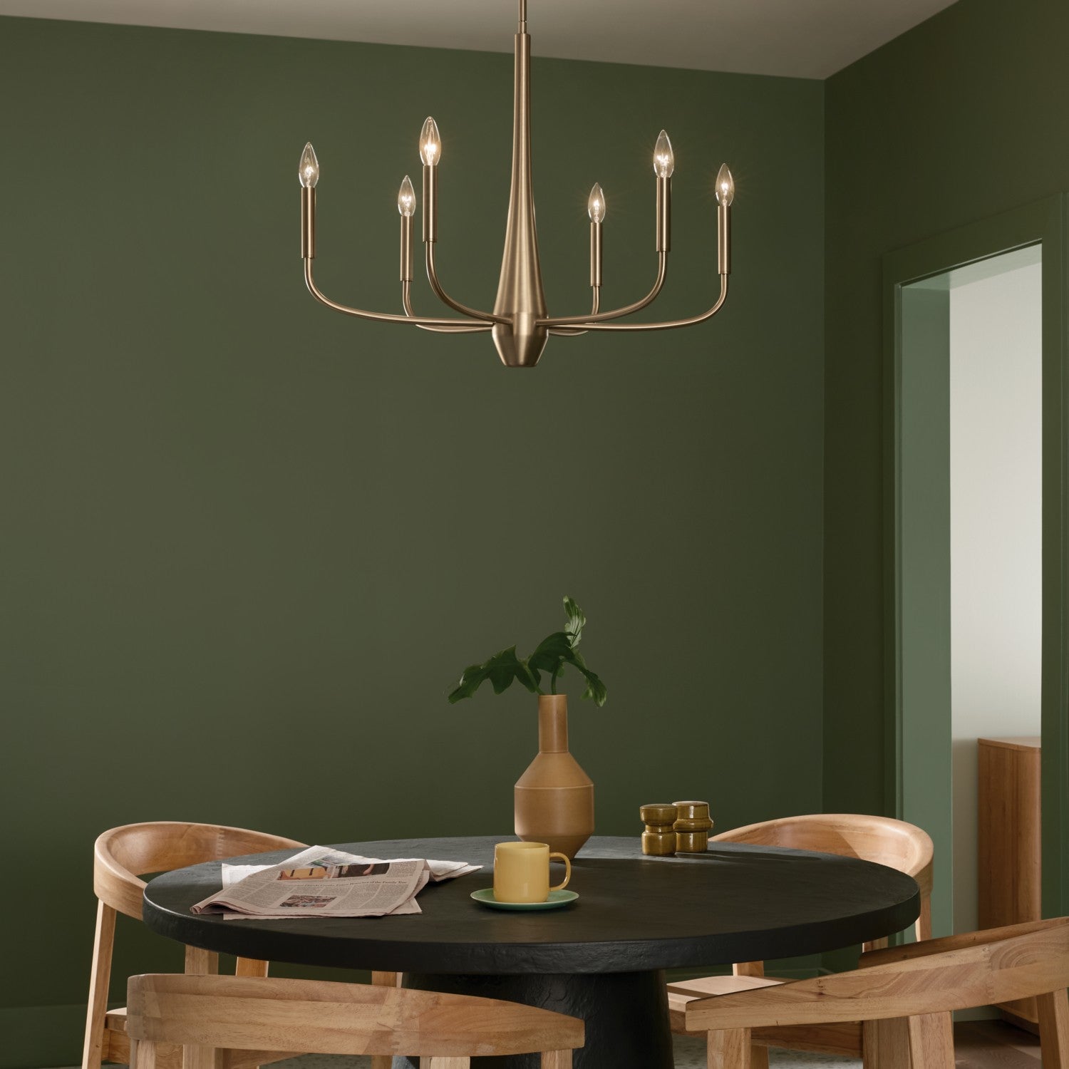 KICHLER 52525CPZ Deela 28 Inch 6 Light Chandelier In Champagne Bronze