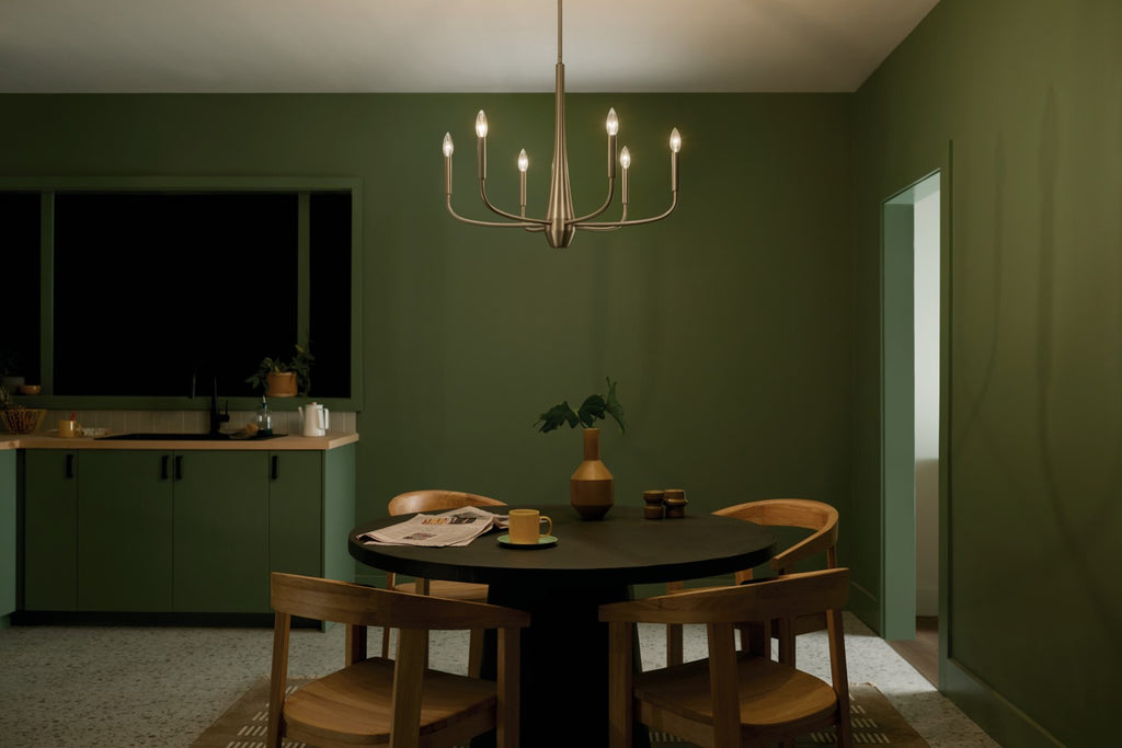 KICHLER 52525CPZ Deela 28 Inch 6 Light Chandelier In Champagne Bronze