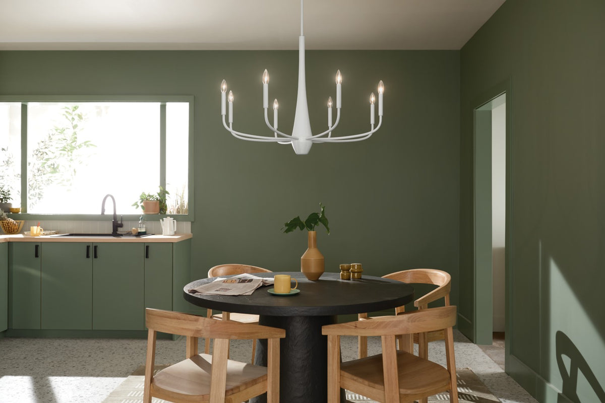 KICHLER 52526WH Deela 36 Inch 8 Light Chandelier In White