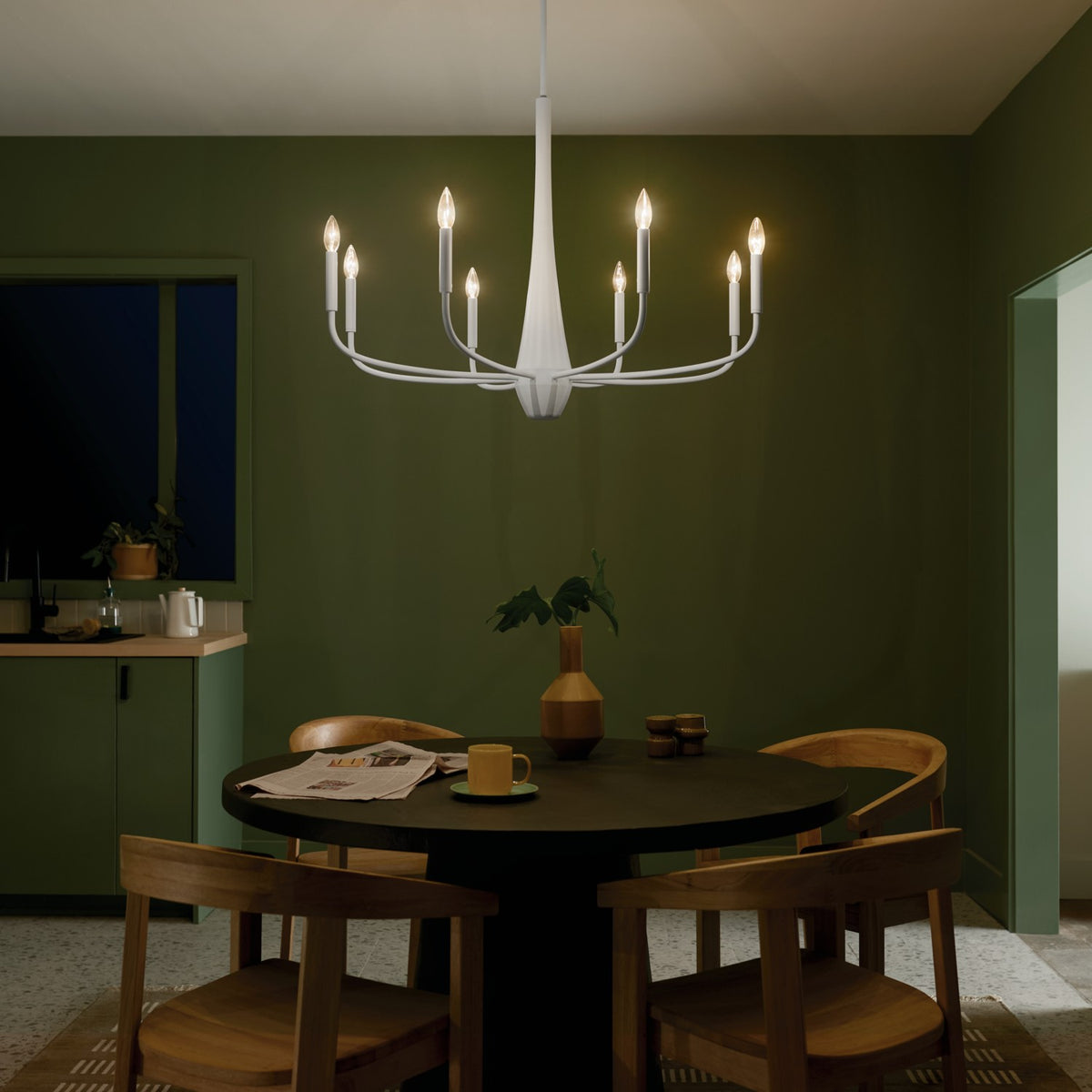 KICHLER 52526WH Deela 36 Inch 8 Light Chandelier In White