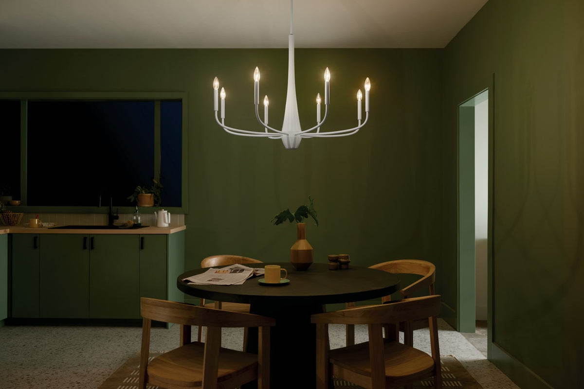 KICHLER 52526WH Deela 36 Inch 8 Light Chandelier In White