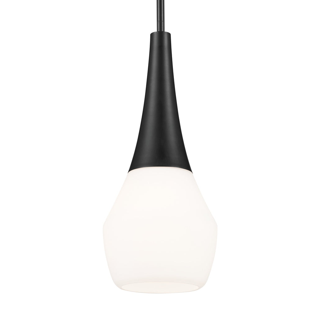 KICHLER 52529BK Deela 17 Inch 1 Light Pendant With Satin Etched Cased Opal Glass In Black