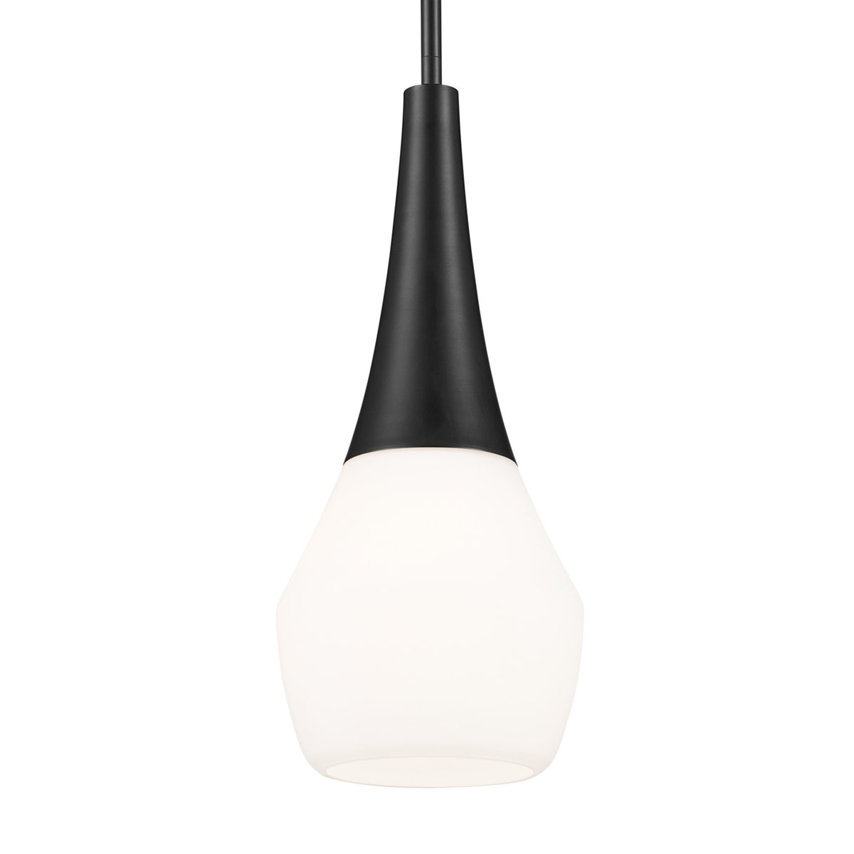 KICHLER 52529BK Deela 17 Inch 1 Light Pendant With Satin Etched Cased Opal Glass In Black