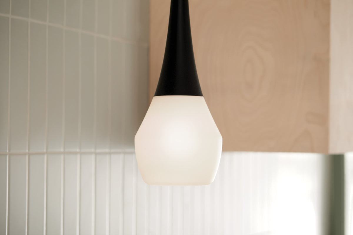 KICHLER 52529BK Deela 17 Inch 1 Light Pendant With Satin Etched Cased Opal Glass In Black