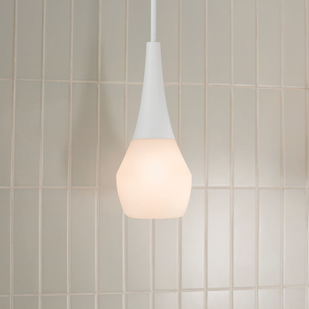 KICHLER 52529WH Deela 17 Inch 1 Light Pendant With Satin Etched Cased Opal Glass In White