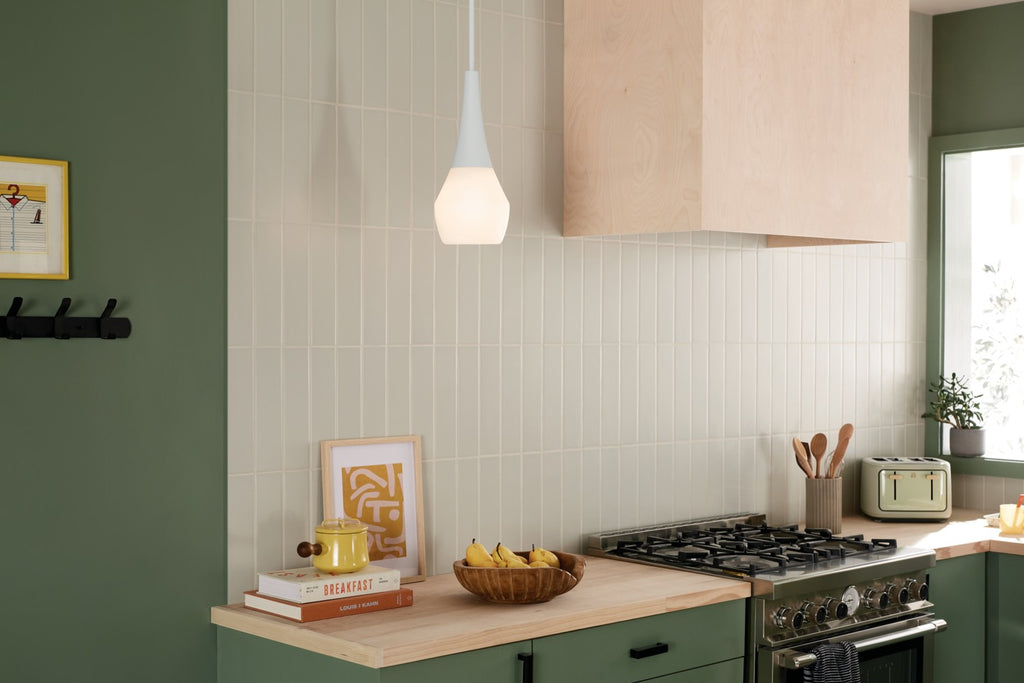 KICHLER 52529WH Deela 17 Inch 1 Light Pendant With Satin Etched Cased Opal Glass In White