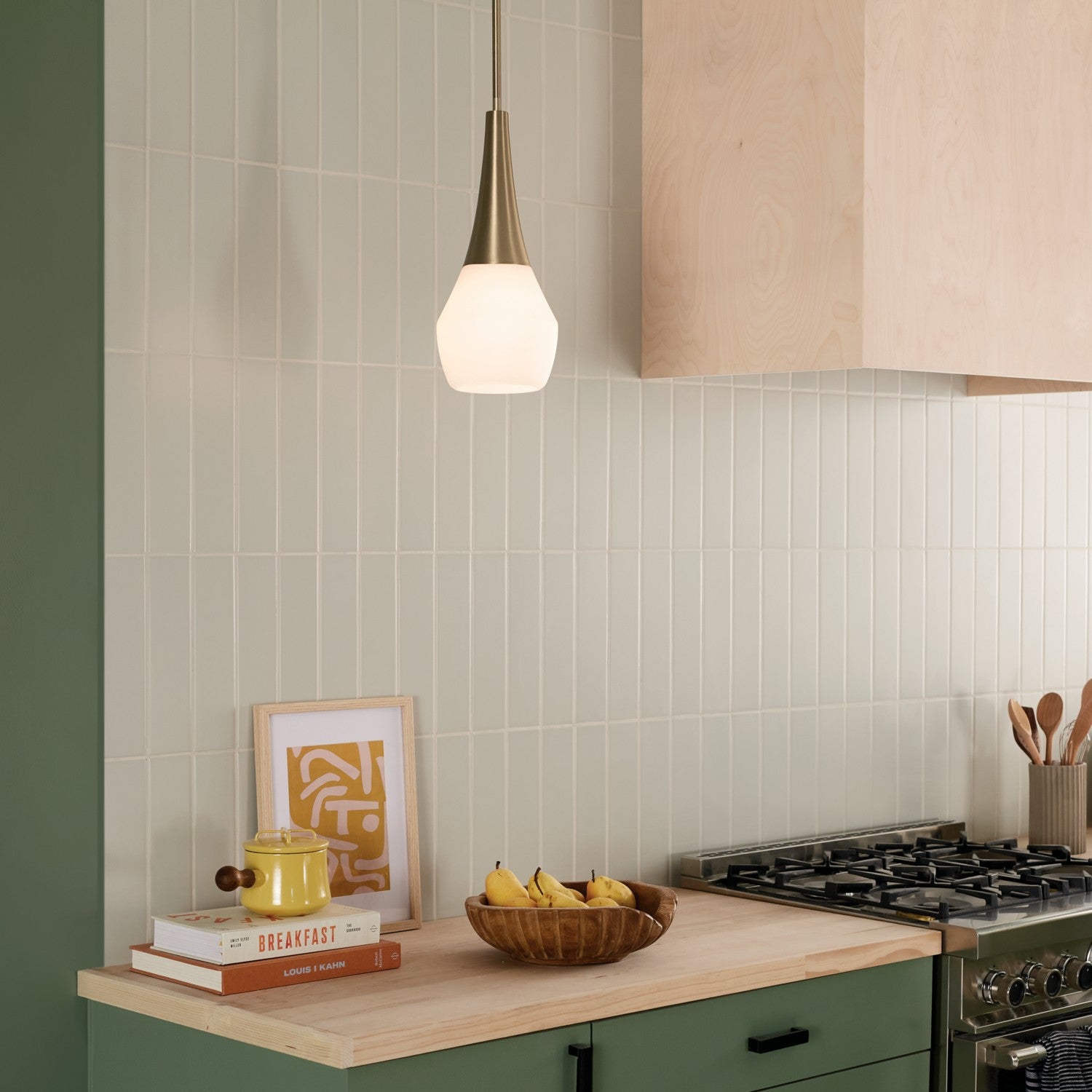 KICHLER 52529CPZ Deela 17 Inch 1 Light Pendant With Satin Etched Cased Opal Glass In Champagne Bronze