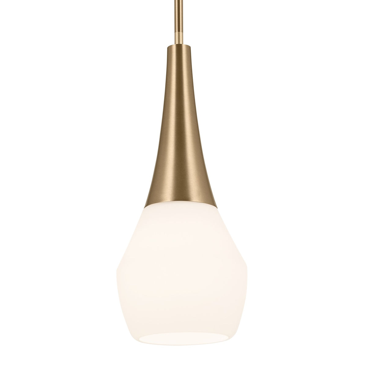 KICHLER 52529CPZ Deela 17 Inch 1 Light Pendant With Satin Etched Cased Opal Glass In Champagne Bronze