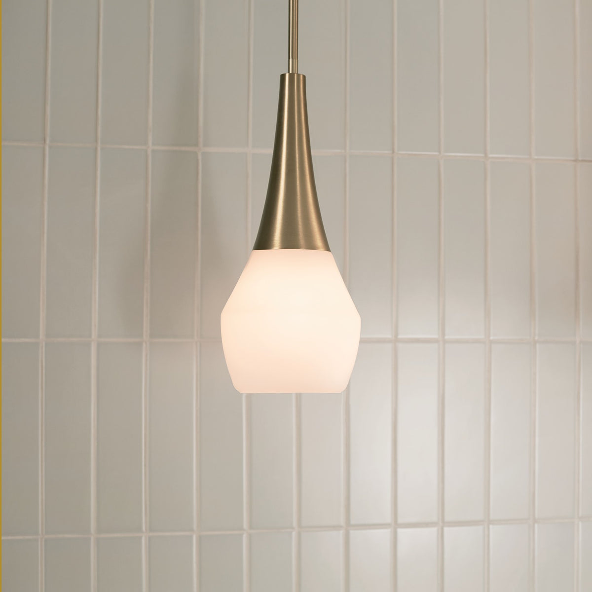 KICHLER 52529CPZ Deela 17 Inch 1 Light Pendant With Satin Etched Cased Opal Glass In Champagne Bronze