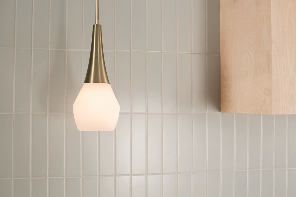 KICHLER 52529CPZ Deela 17 Inch 1 Light Pendant With Satin Etched Cased Opal Glass In Champagne Bronze