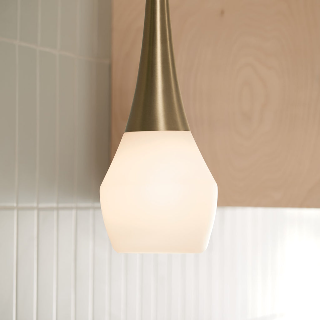 KICHLER 52529CPZ Deela 17 Inch 1 Light Pendant With Satin Etched Cased Opal Glass In Champagne Bronze