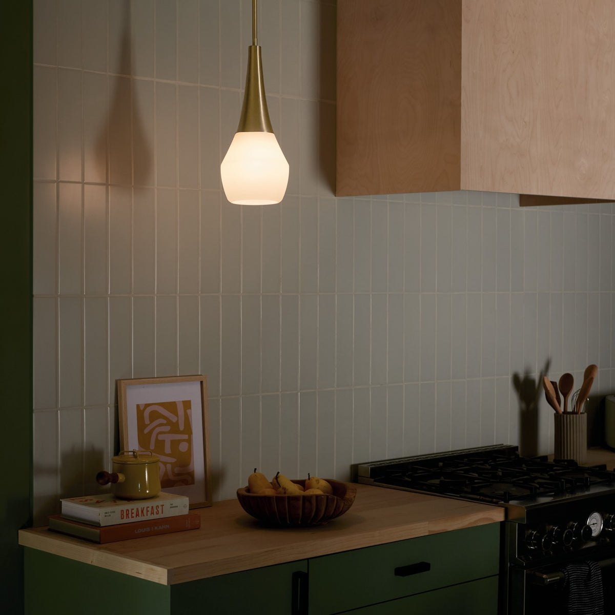 KICHLER 52529CPZ Deela 17 Inch 1 Light Pendant With Satin Etched Cased Opal Glass In Champagne Bronze