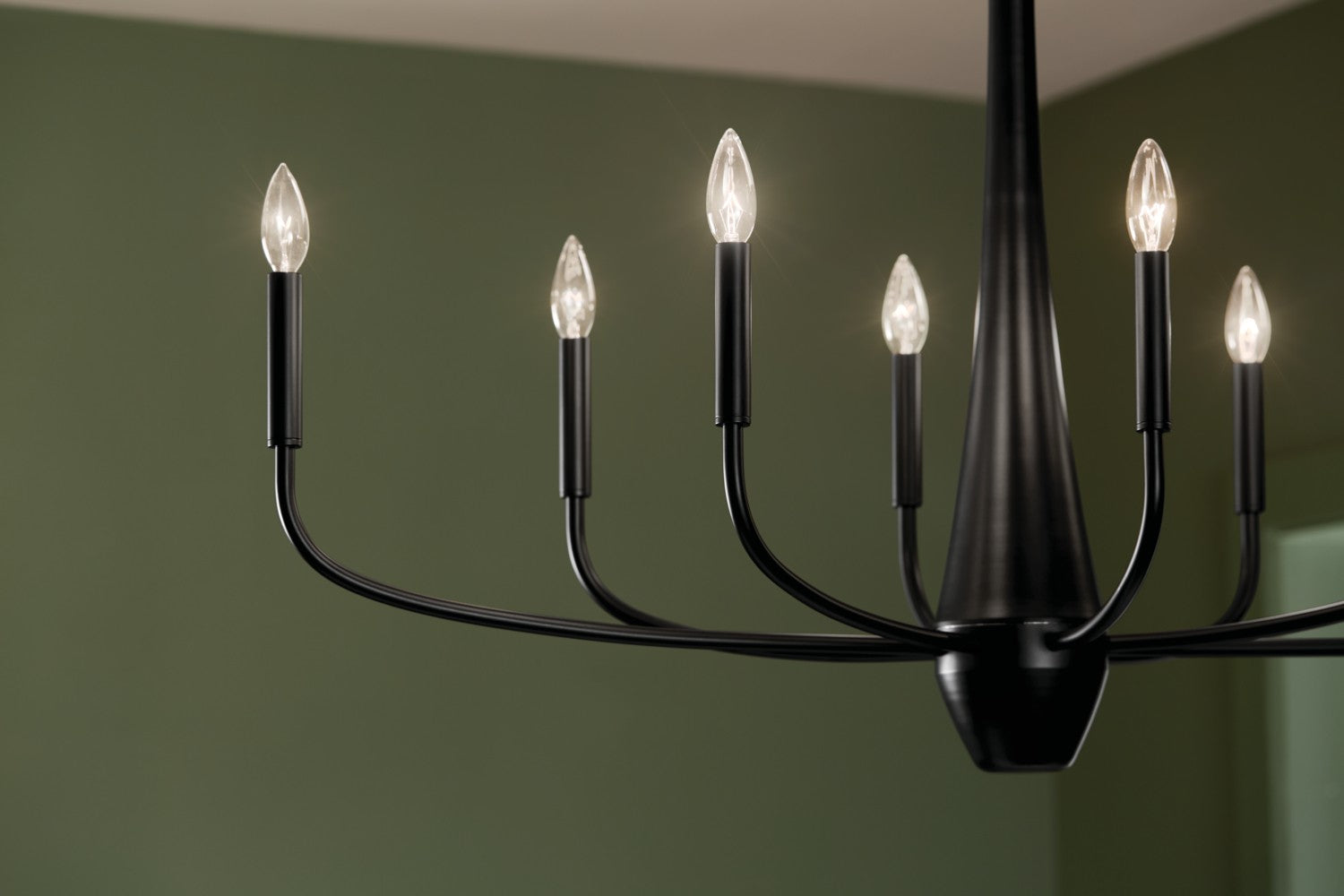 KICHLER 52528BK Deela 41 Inch 8 Light Oval Chandelier In Black
