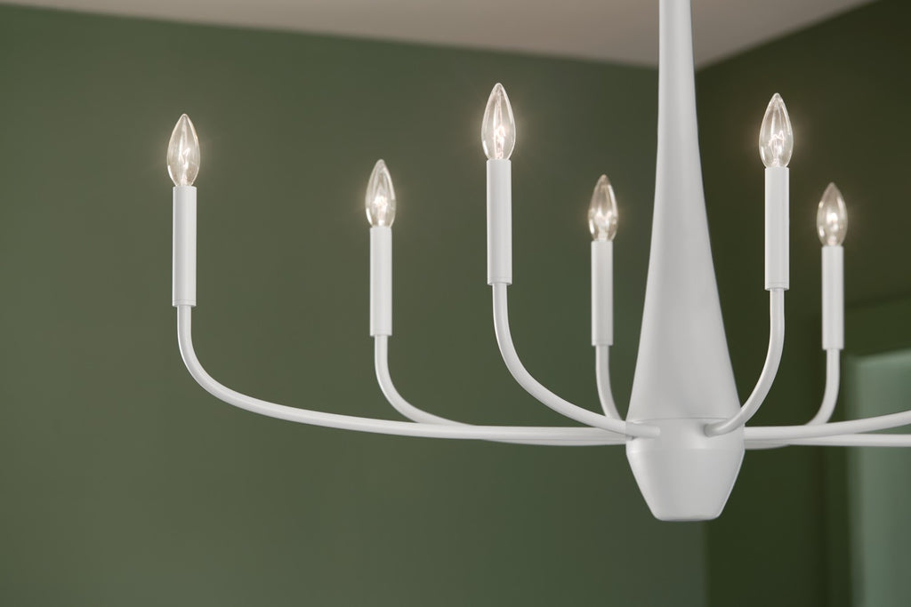 KICHLER 52528WH Deela 41 Inch 8 Light Oval Chandelier In White