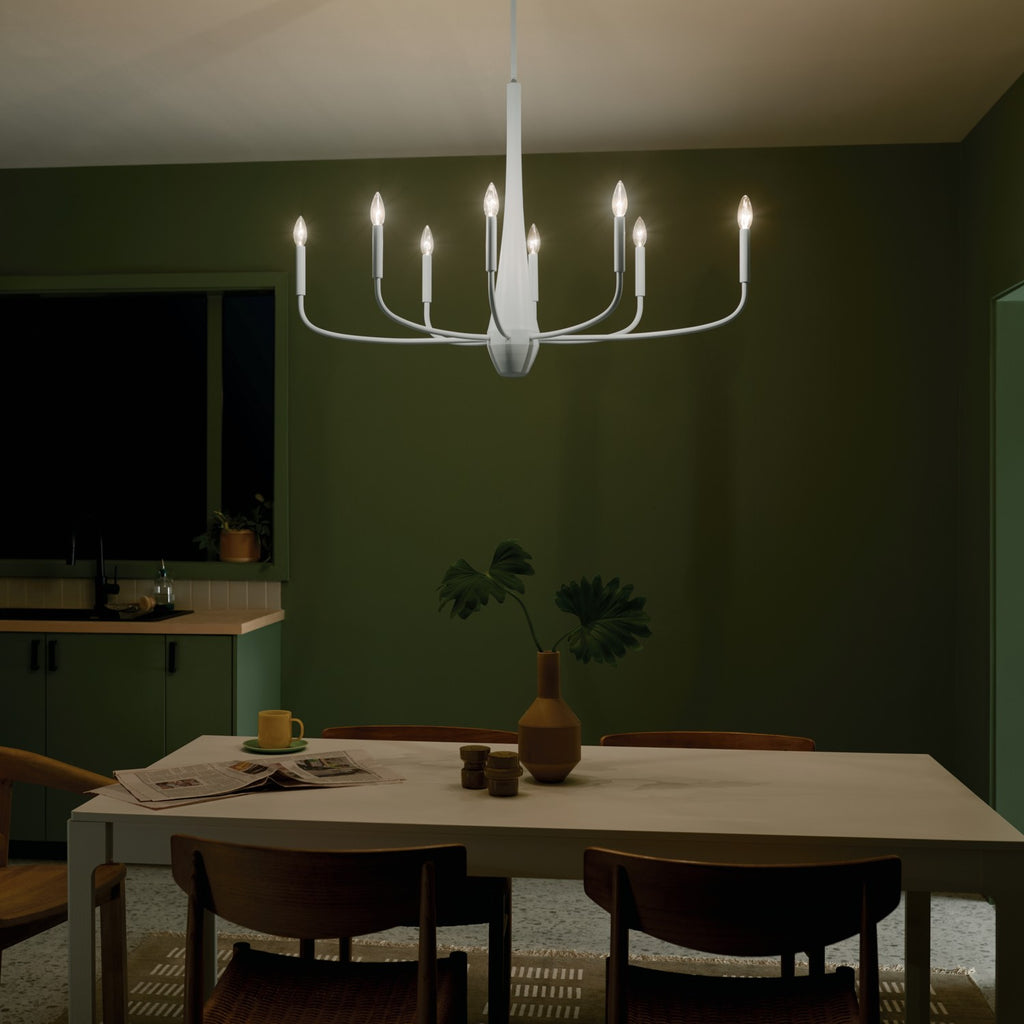 KICHLER 52528WH Deela 41 Inch 8 Light Oval Chandelier In White
