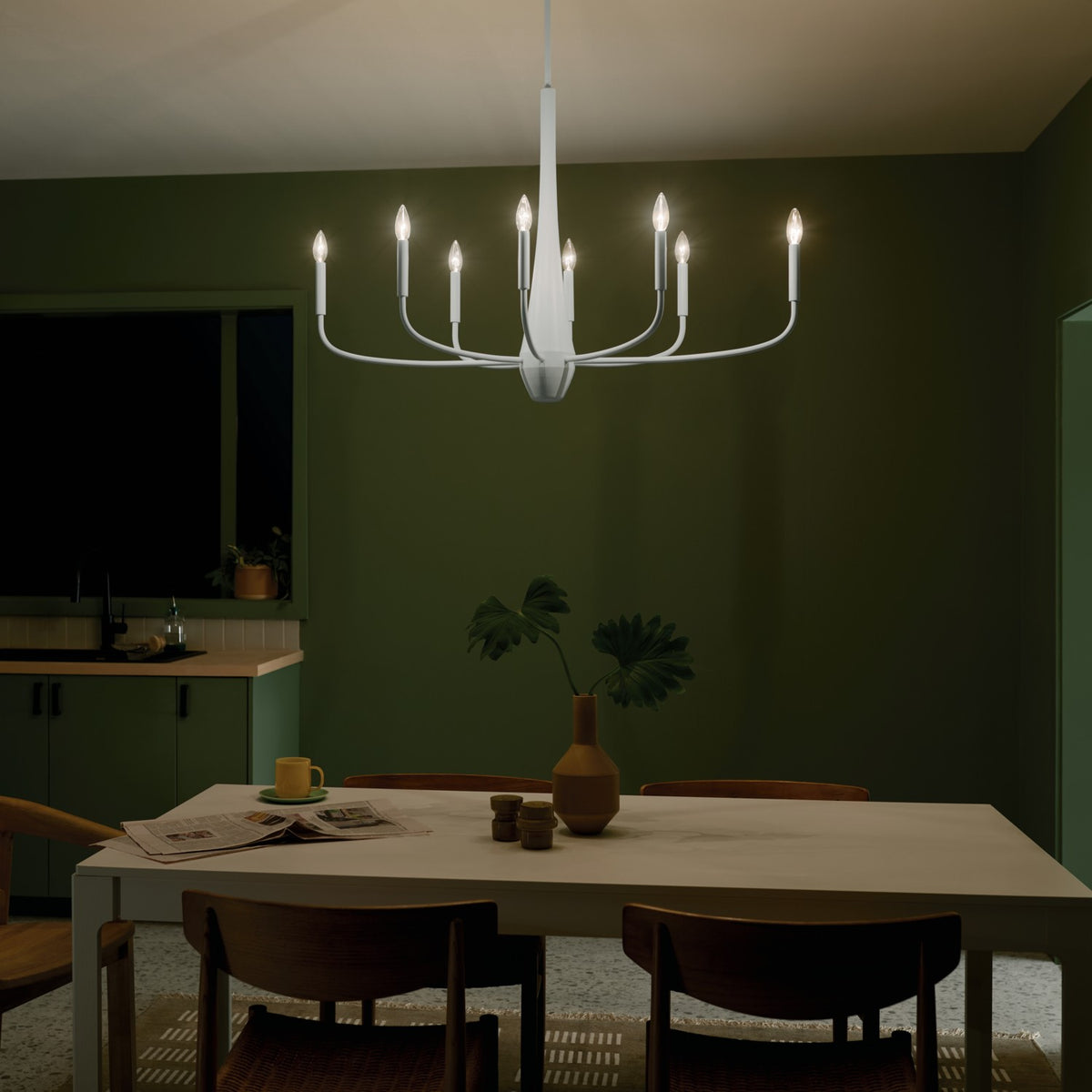 KICHLER 52528WH Deela 41 Inch 8 Light Oval Chandelier In White