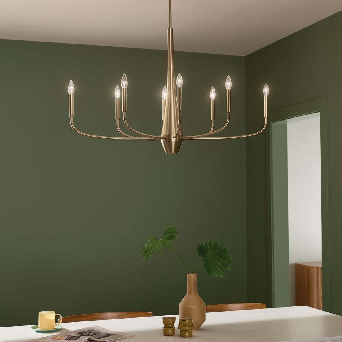 KICHLER 52528CPZ Deela 41 Inch 8 Light Oval Chandelier In Champagne Bronze