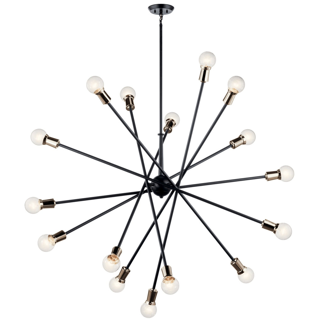 KICHLER 52537BK Armstrong 63" 16 Light Chandelier In Black