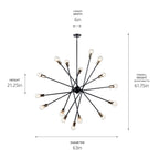 KICHLER 52537BK Armstrong 63" 16 Light Chandelier In Black