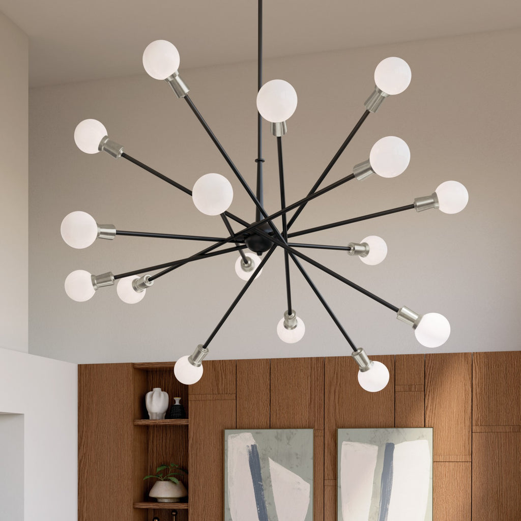 KICHLER 52537BK Armstrong 63" 16 Light Chandelier In Black