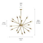 KICHLER 52537NBR Armstrong 63" 16 Light Chandelier In Natural Brass