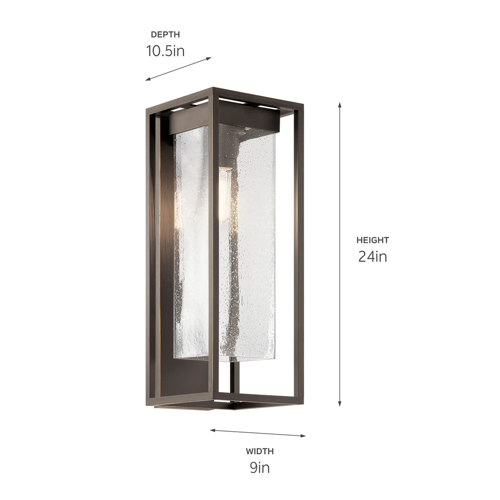 KICHLER 59063OZ The Mercer 24" 1 Light Outdoor Wall Light With Clear Seeded Glass In Olde Bronze