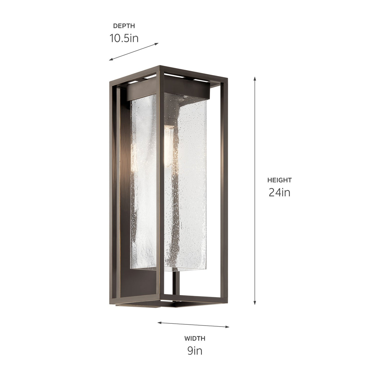 KICHLER 59063OZ The Mercer 24" 1 Light Outdoor Wall Light With Clear Seeded Glass In Olde Bronze