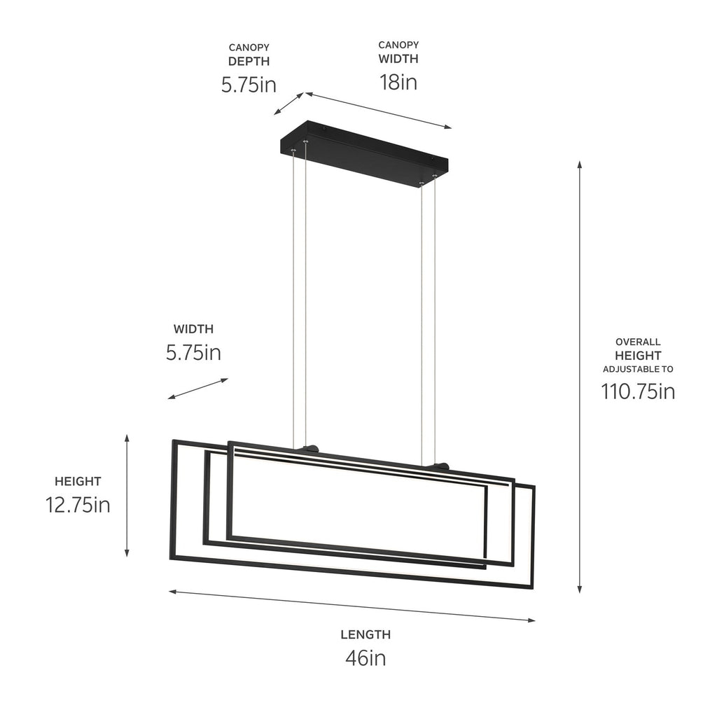 KICHLER 84331MBK Jestin 46 Inch Led Linear Chandelier In Matte Black