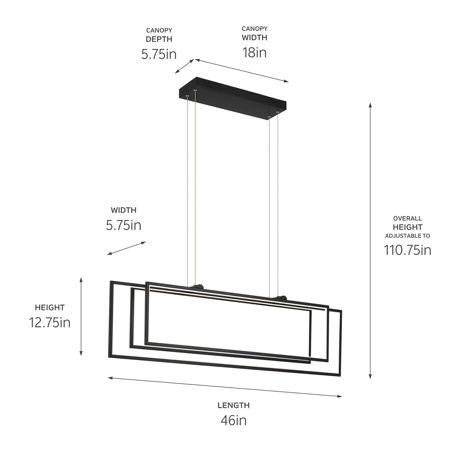 KICHLER 84331MBK Jestin 46 Inch Led Linear Chandelier In Matte Black