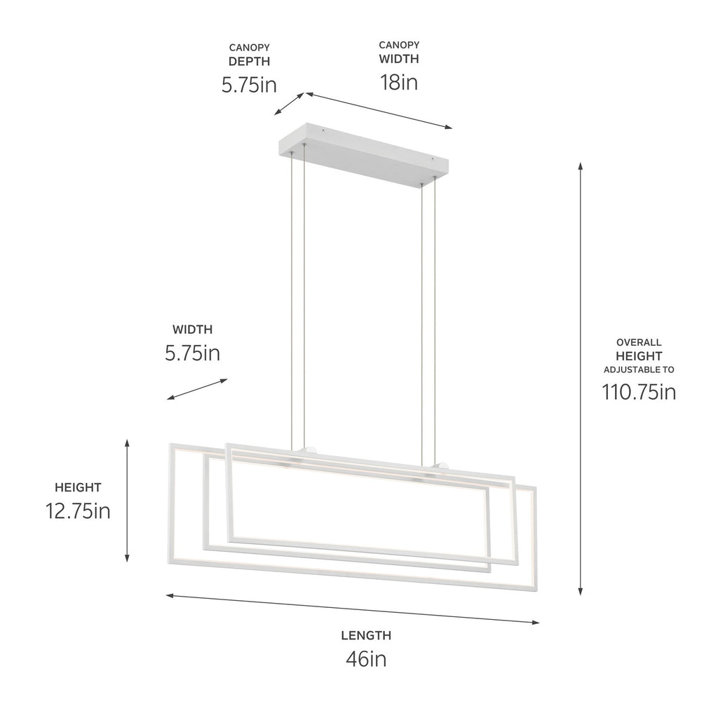 KICHLER 84331WH Jestin 46 Inch Led Linear Chandelier In White