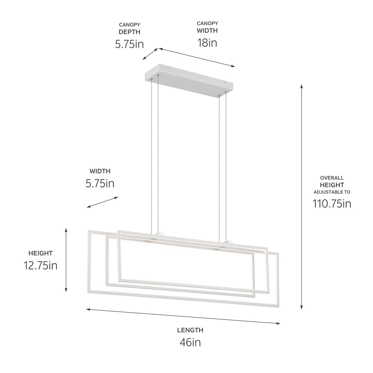 KICHLER 84331WH Jestin 46 Inch Led Linear Chandelier In White