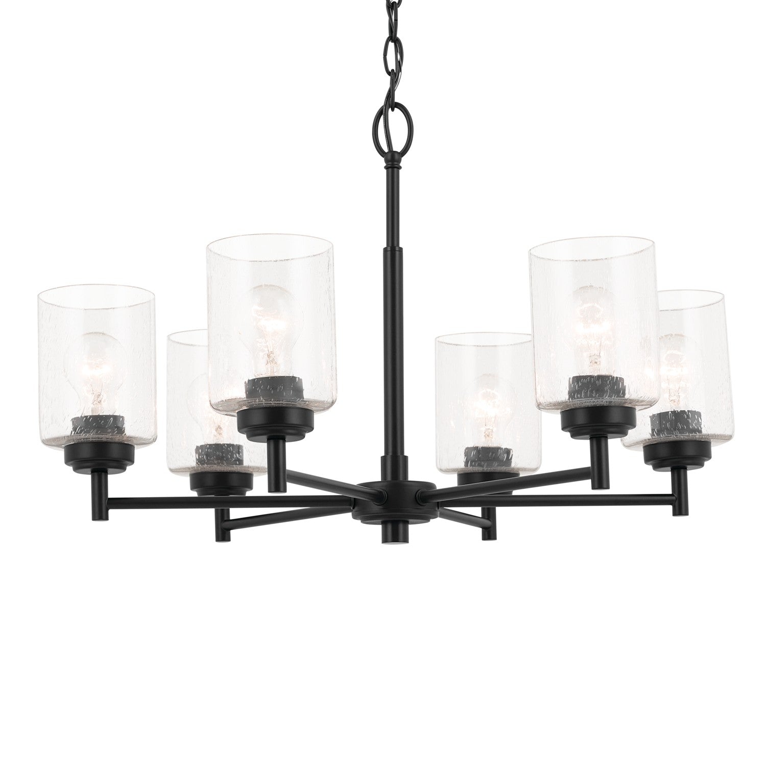 KICHLER 52616BK Winslow 26-Inch 6 Light Chandelier With Clear Seeded Glass In Black