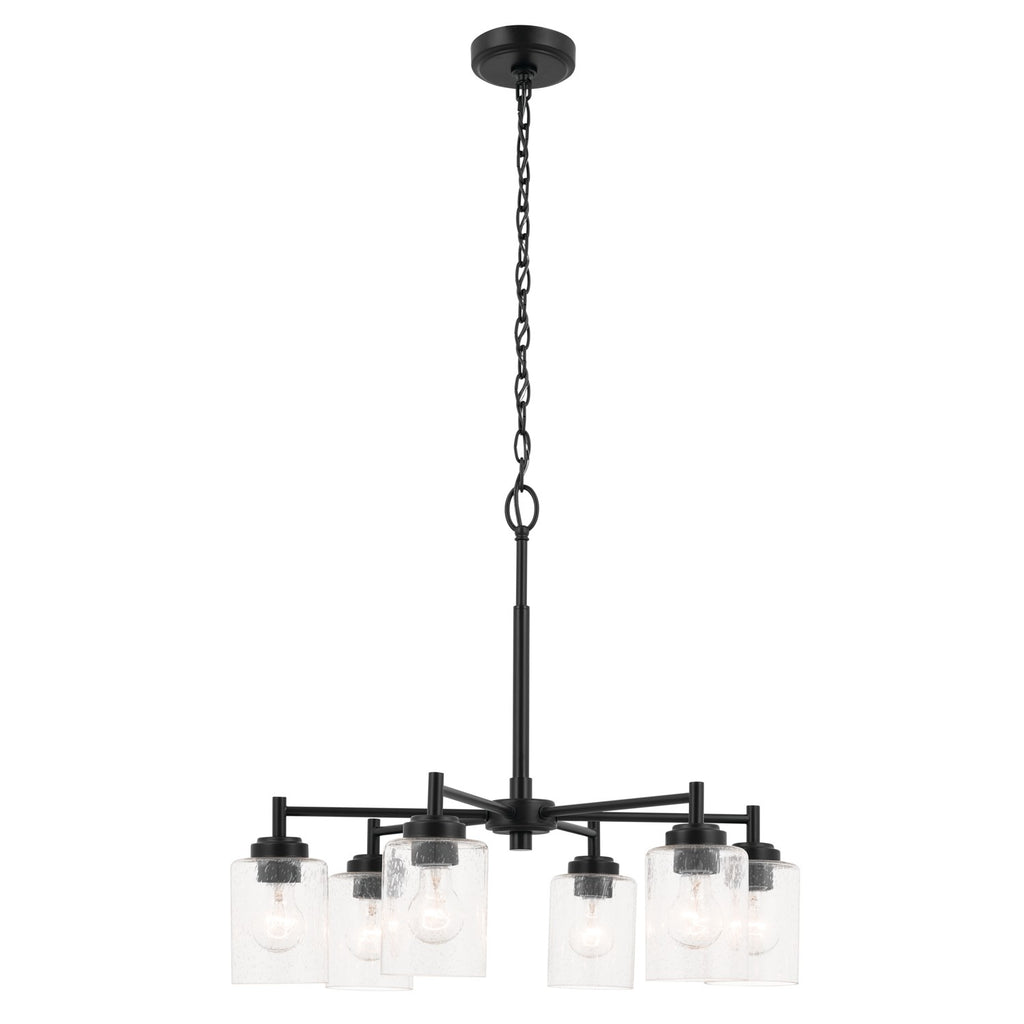 KICHLER 52616BK Winslow 26-Inch 6 Light Chandelier With Clear Seeded Glass In Black